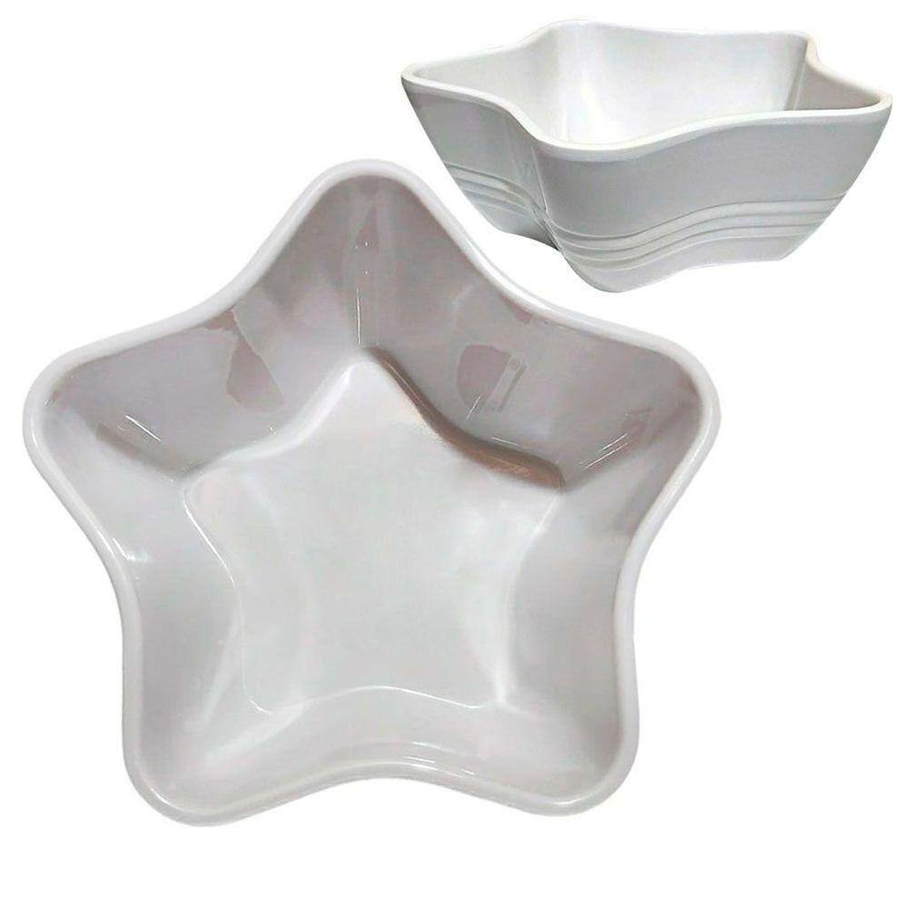 Kit 4 Tigelas Bowl Melamina Estrela Branca 600Ml