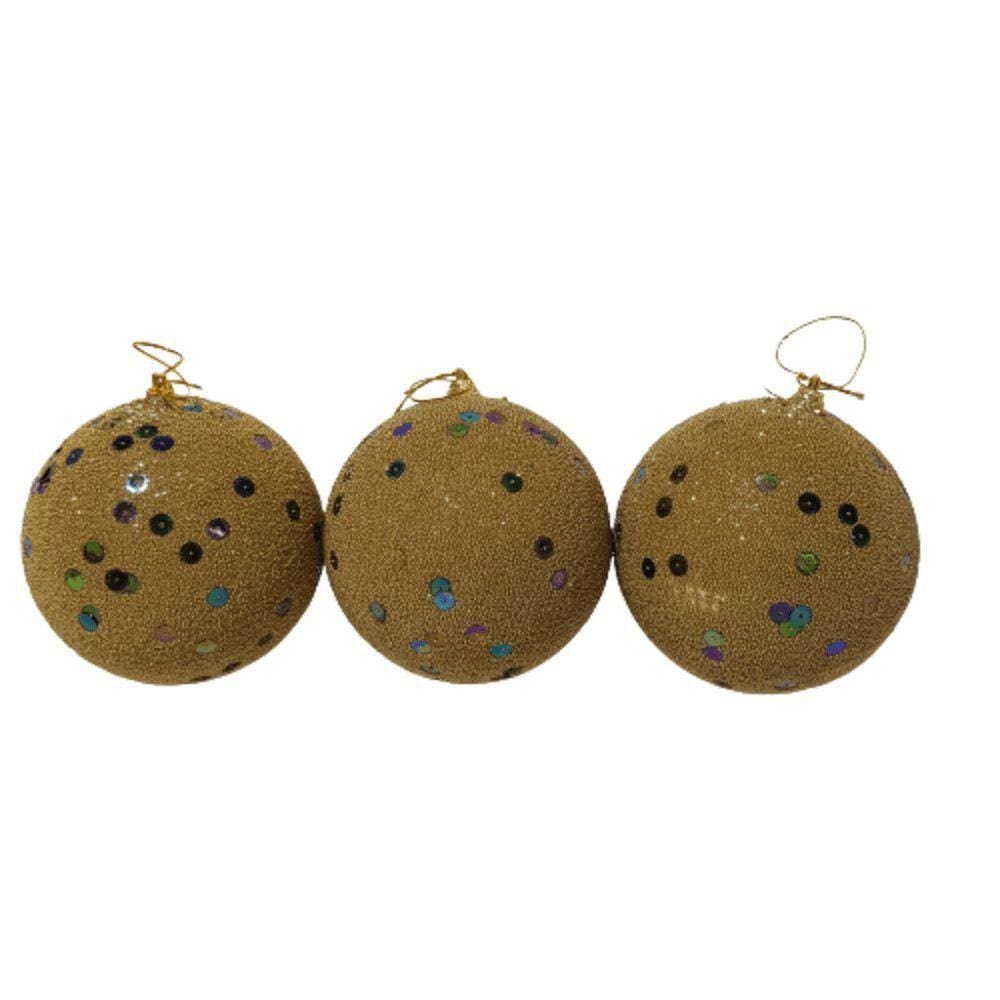 Bola De Natal Rose Kit Com 3 Unid. Kit 3 Pçs.