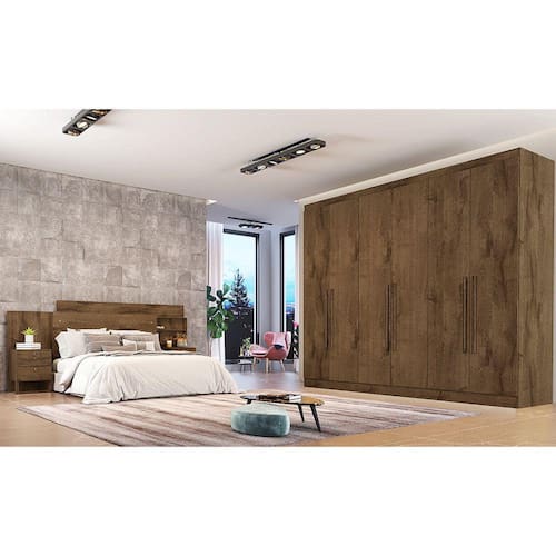 imagem-Roupeiro Oslo 6 Portas 6 Gavetas 100 MDF - Marrom Cacau