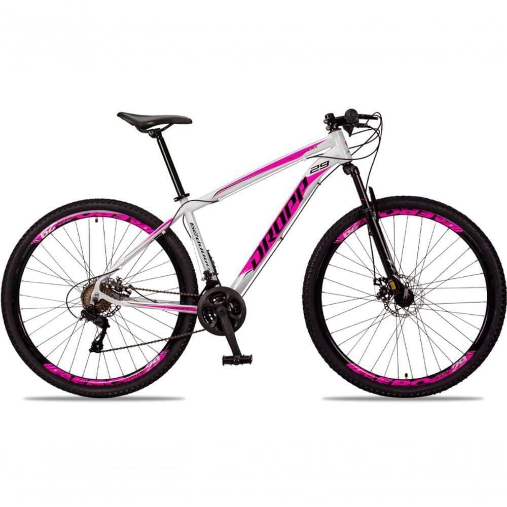 Bicicleta Aro 29 Dropp Aluminum 24 Vel Câmbio Traseiro Shimano Freio A Disco Bike Mtb Alumínio Branco+rosa