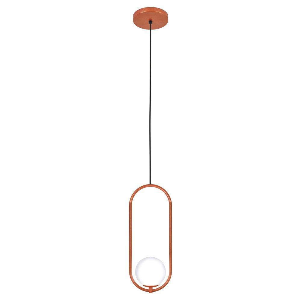 Luminária Lustre Pendente Teto Arco Globo Vidro Lavabo Cobre