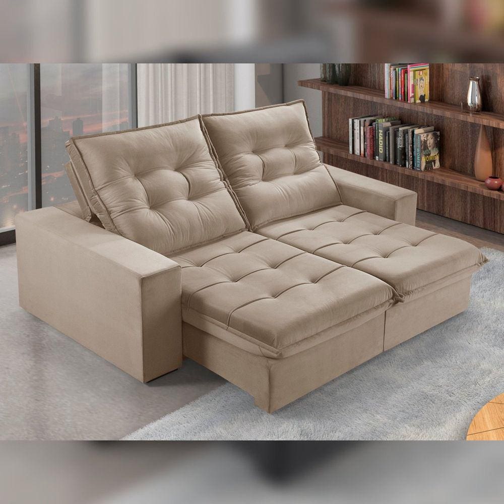 Sofá Retrátil e Reclinável 2 Lugares 290cm M166 Café com Leite