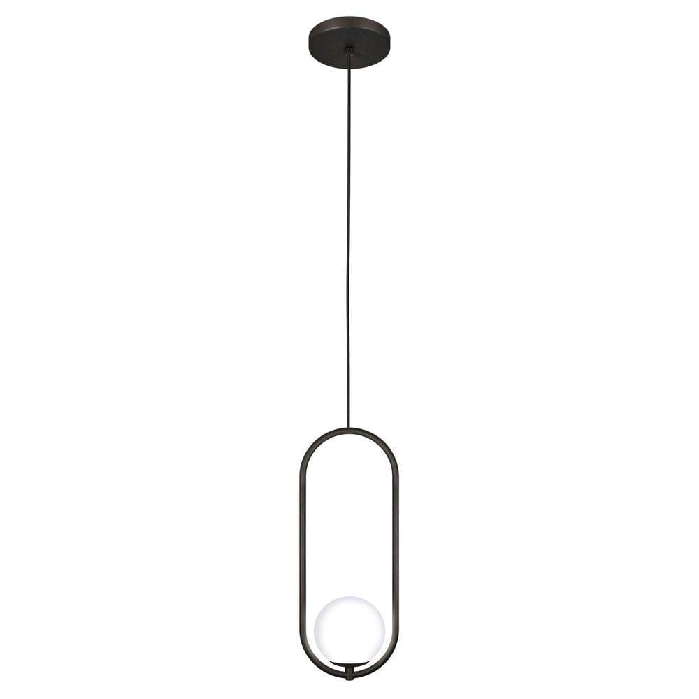 Luminária Pendente Teto Lustre Arco Globo Vidro Quarto Preto