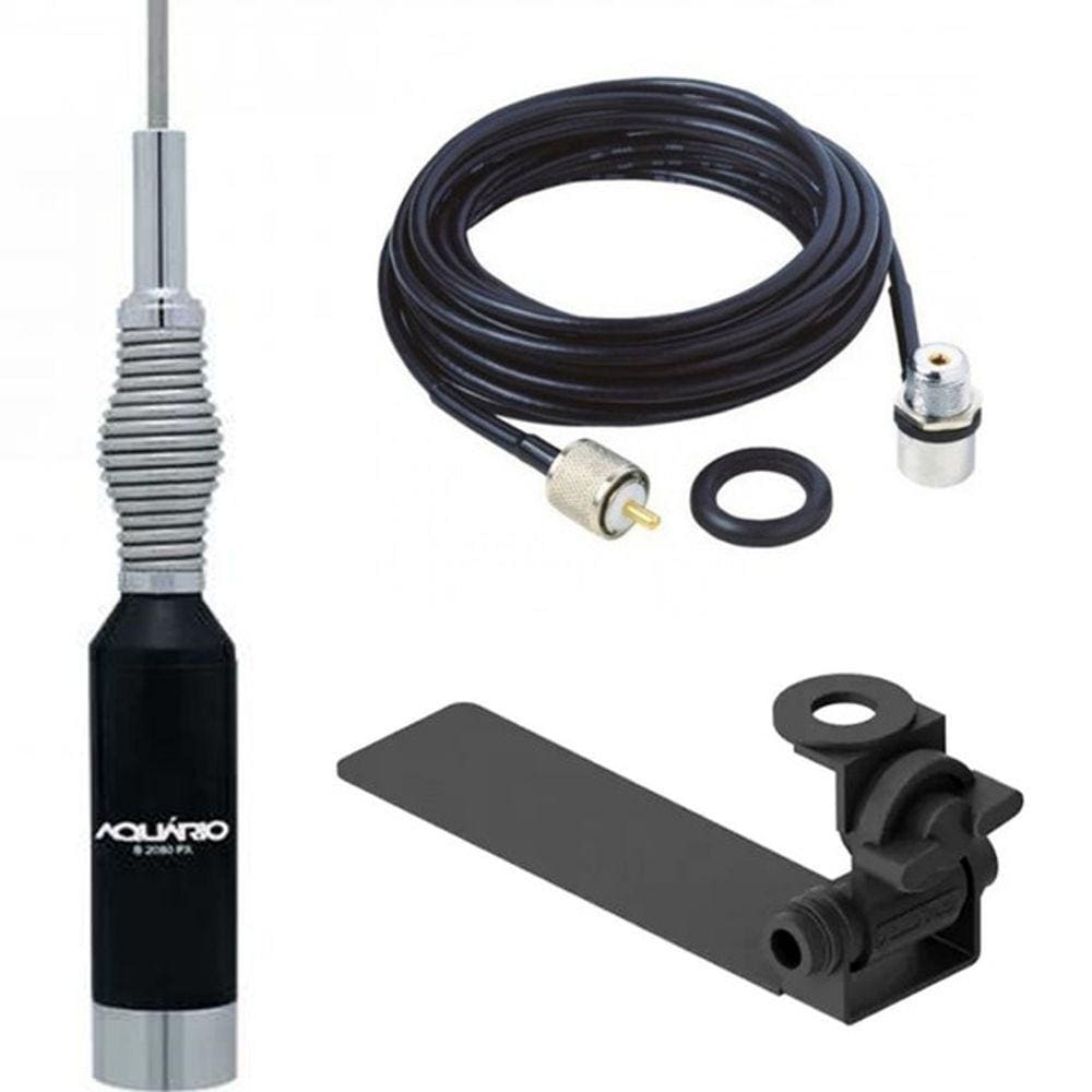 Antena Px Inox 1,23m B-2080 Suporte Carroceria Caminhonete Cabo Conectores 3,5m