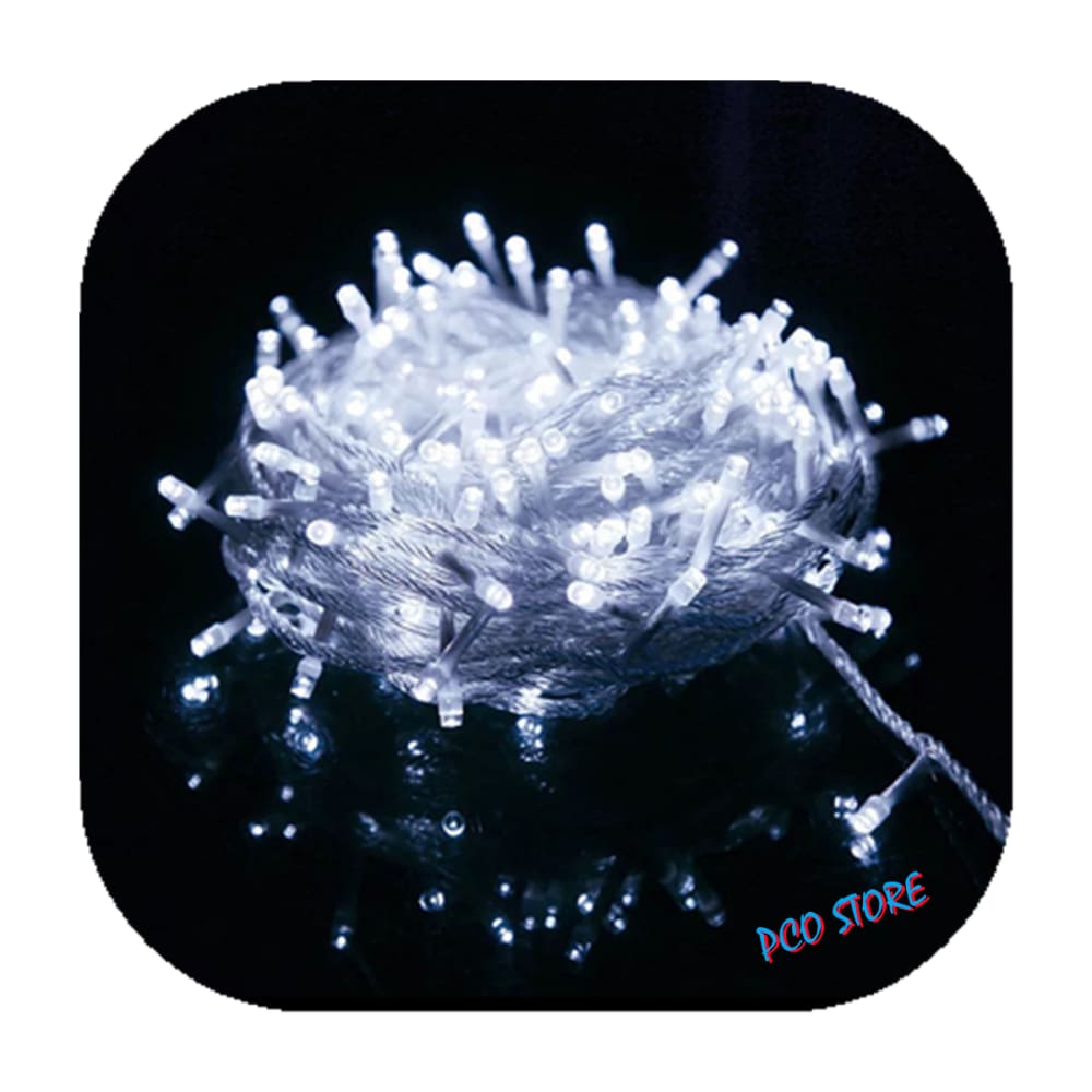 Cordão Pisca 100 Led Prova D´água Fixo Branco Frio Fio Transparente 10m Decor Natal 110v