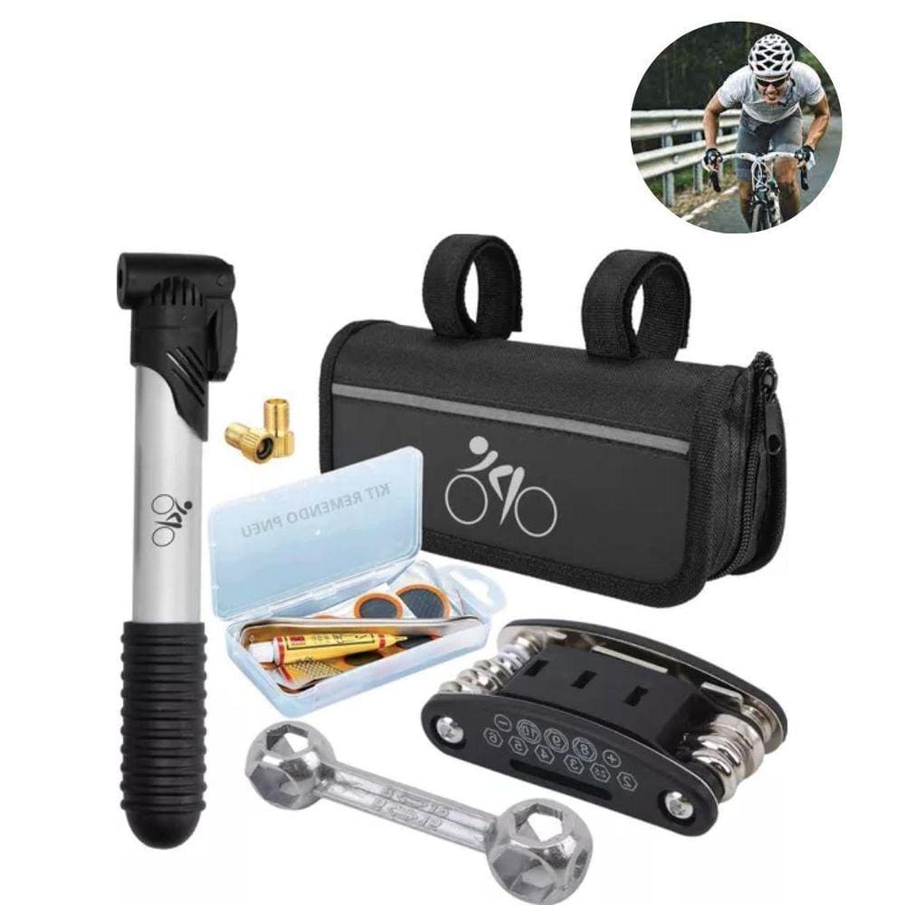 Kit Ferramentas Bolsa Bike Chaves Remendo Bomba Bicicletas
