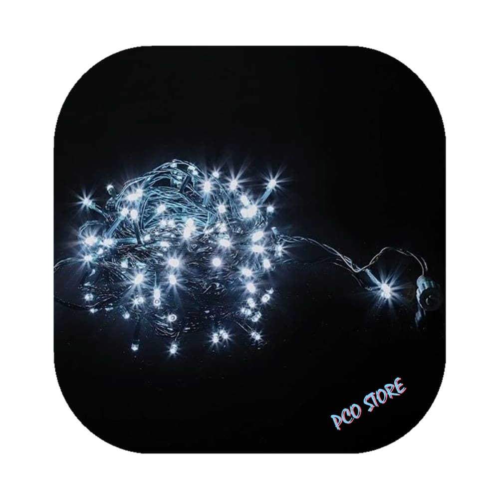 Cordão Pisca 100 Led Fixo Branco Frio Fio Verde 10m C/emenda Decor Natal 110v