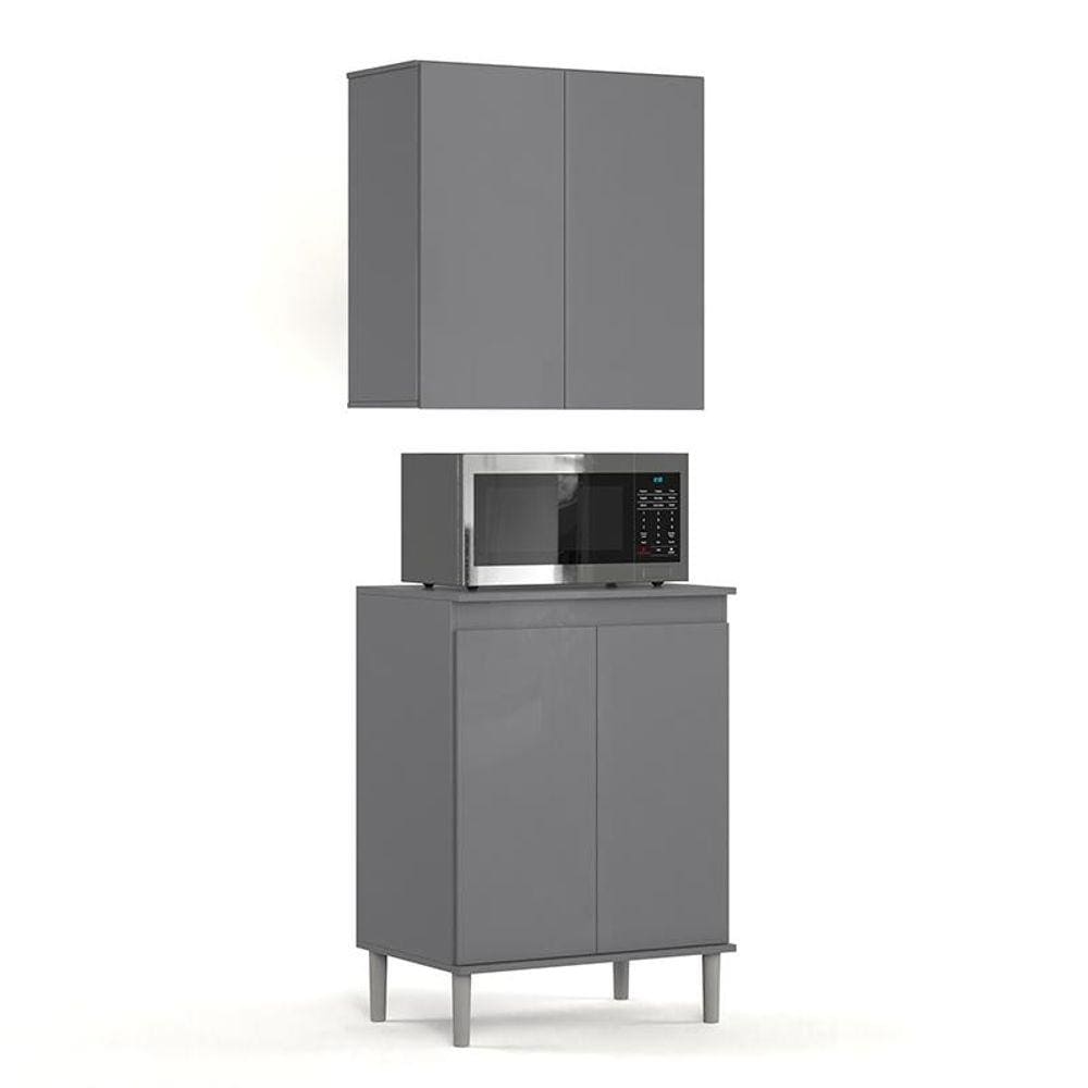 Conjunto Balcão Microondas Cozinha Armario 2 Portas