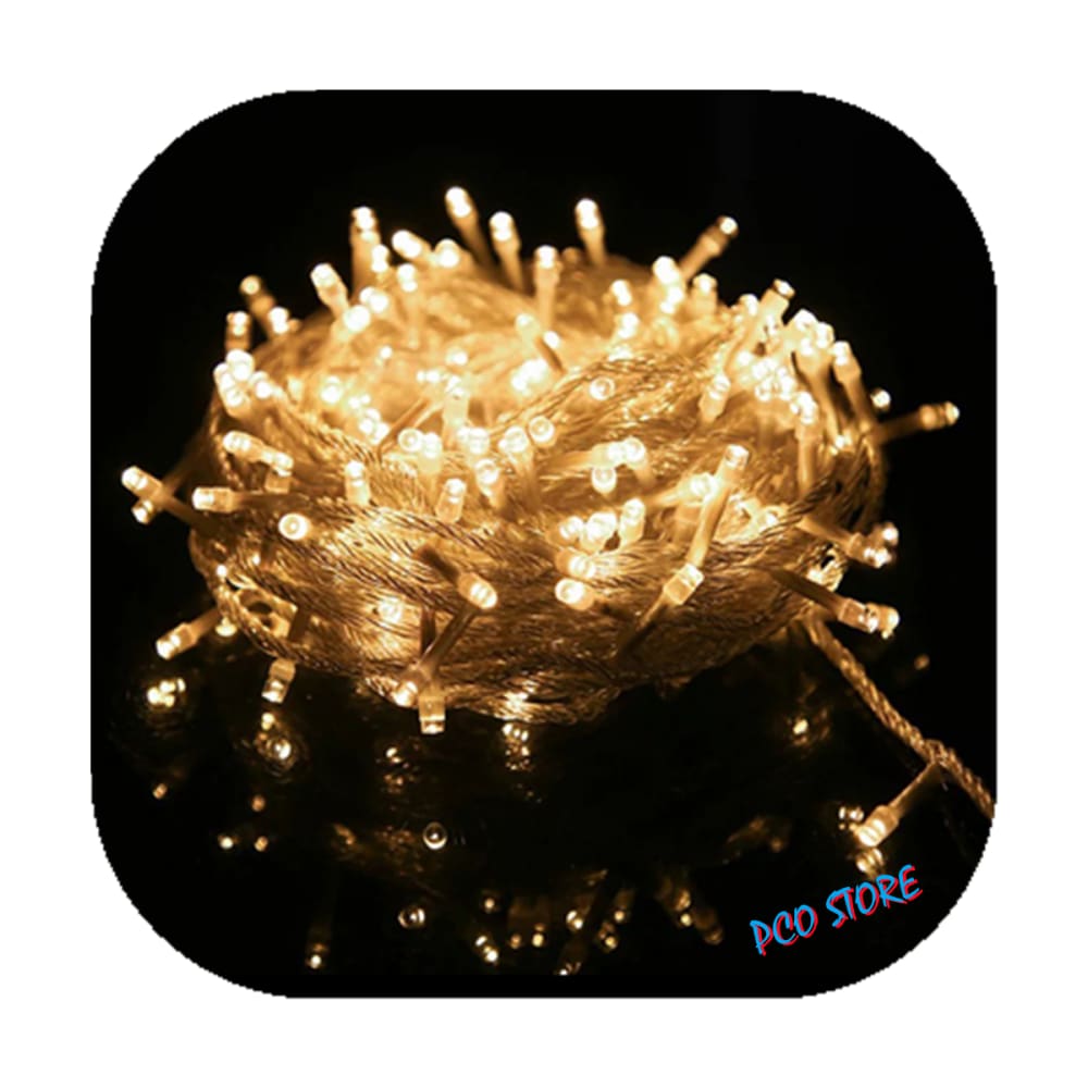 Cordão Pisca 100 Led Prova D´água Fixo Branco Quente Fio Transparente 10m Decor Natal 220v