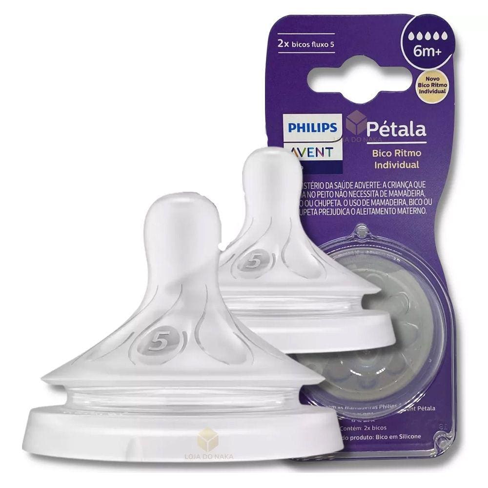 Bico Para Mamadeira Pétala 3.0 Fluxo 5 +6m c/2 Philips Avent