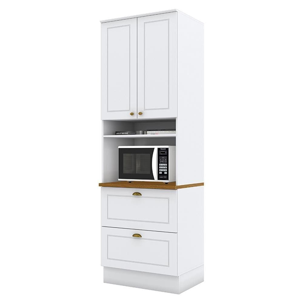 Torre Quente 1 Forno Americana Branco com Tampo Nature - Móveis Henn