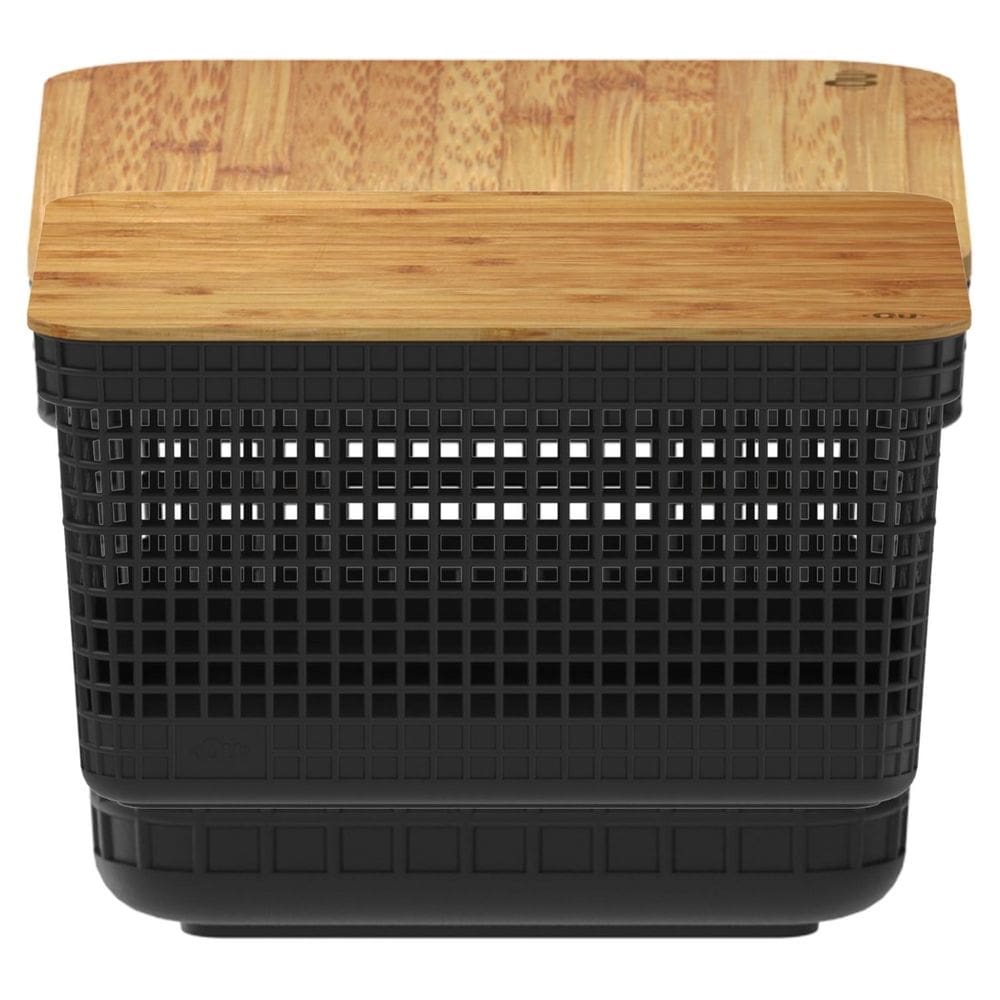 Cesto Organizador Grid 8,0 Litros com Tampa de Bambu Preto OU
