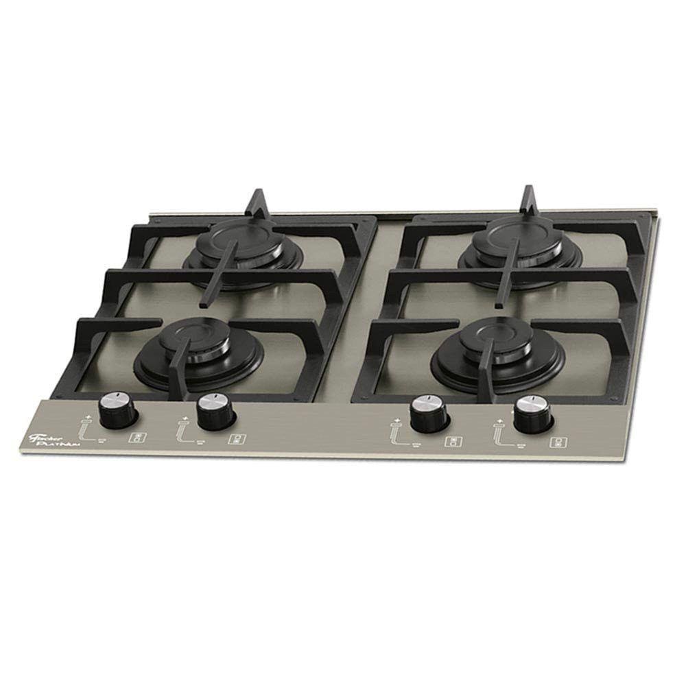 Cooktop 4 Bocas Platinium a Gás Mesa Prime Escovado Fischer