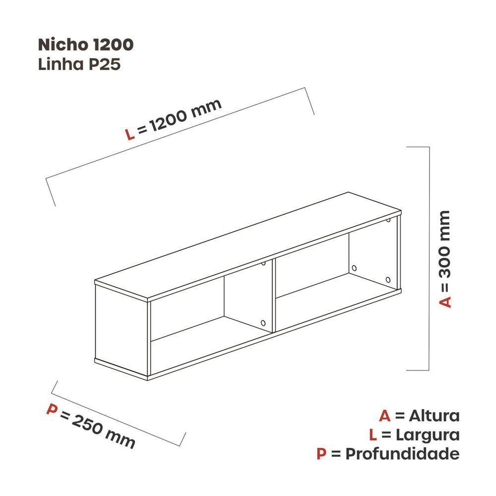 Prateleira Nicho 30cmx120cmx25cm Nogueira Casa Blanca | Extra