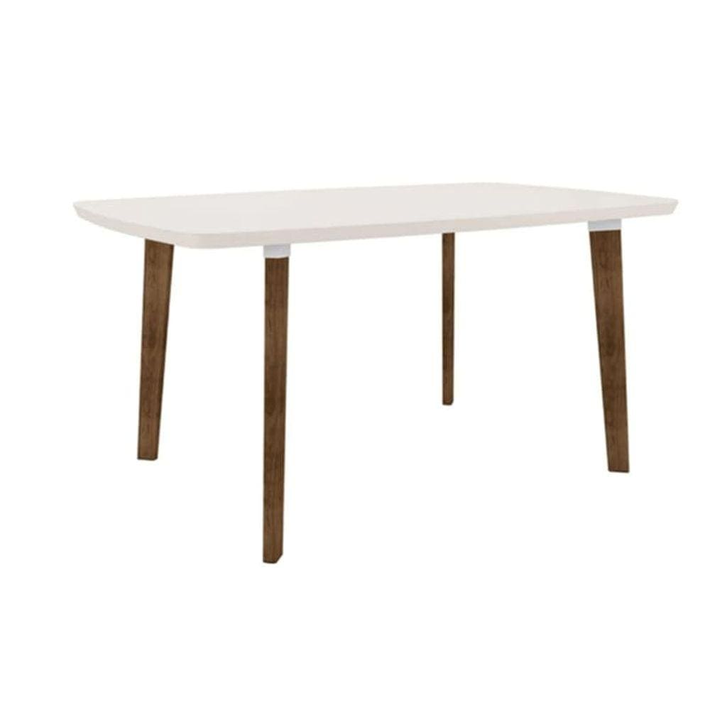 Mesa De Jantar Jade 6 Lugares Off White com vidro Pés Oblongos – RV Móveis