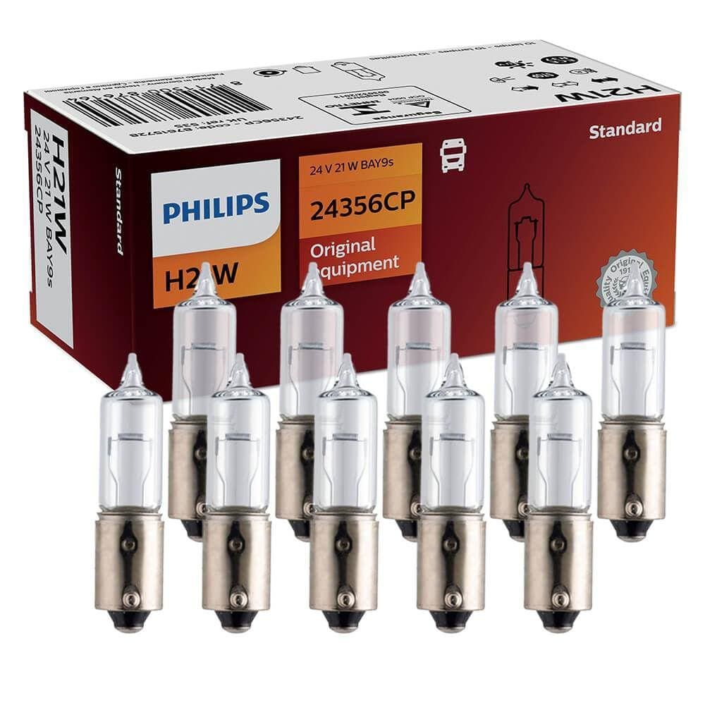 Kit 10 Lâmpada Philips 21w 24v Bay9s H21 Freio E Pisca
