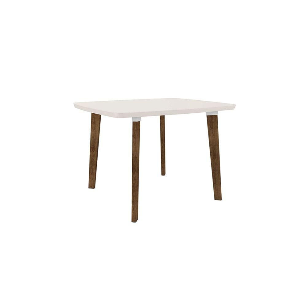 Mesa De Jantar Jade 4 Lugares Off White com vidro Pés Oblongos – RV Móveis