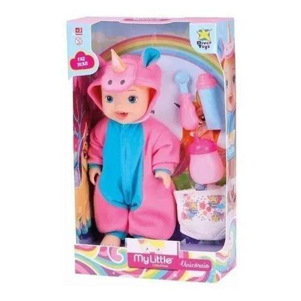 Boneca my little collection faz xixi unicórnio 8034 - divertoys