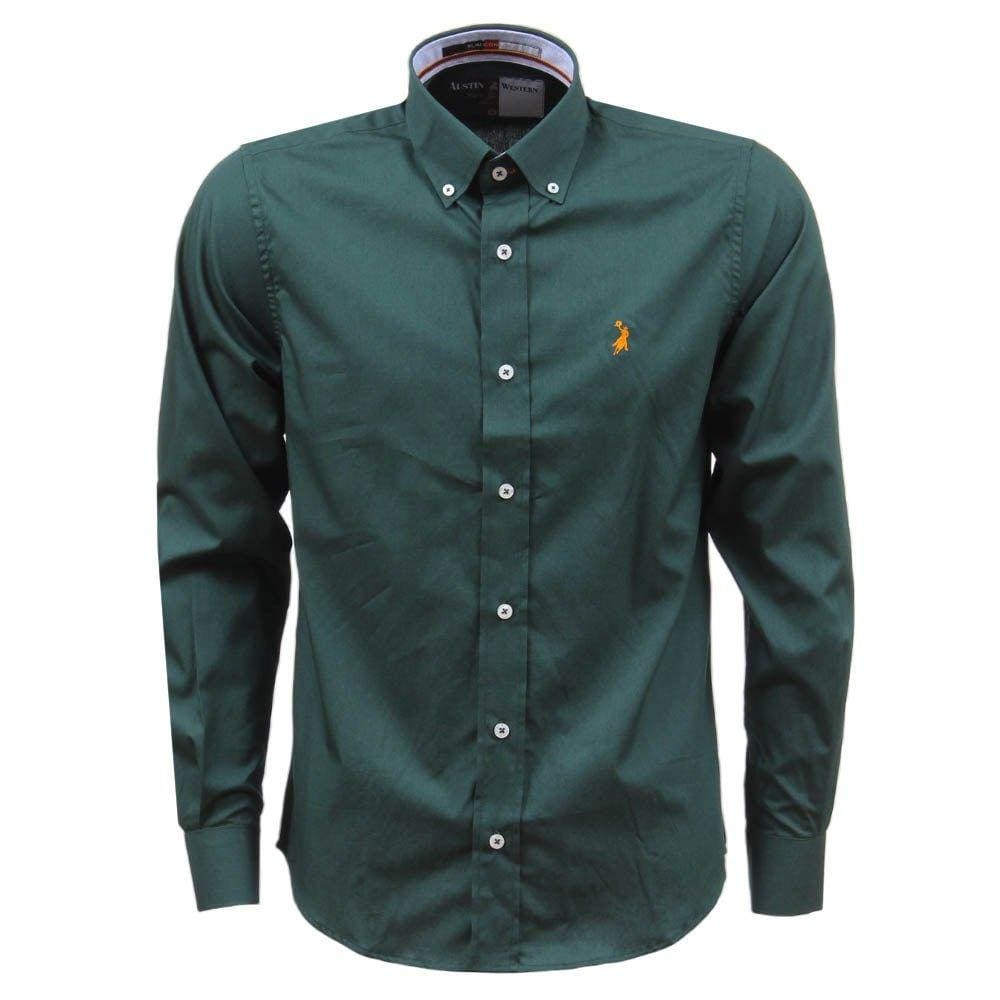 Camisa Masculina Verde Manga Longa Austin Western 33927