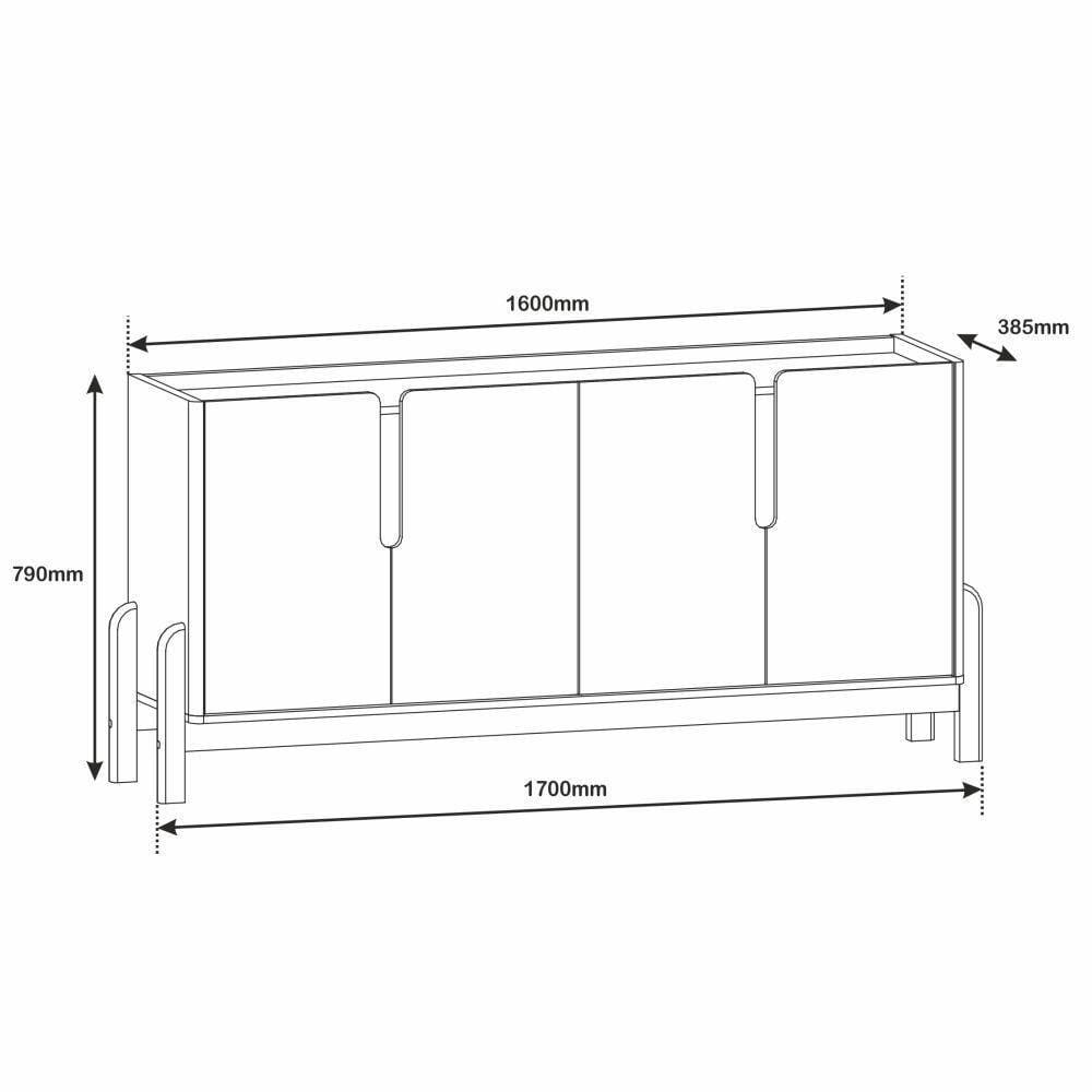 mobページ Aparador Buffet Lizz 4 Portas 1,70 Azul | Extra