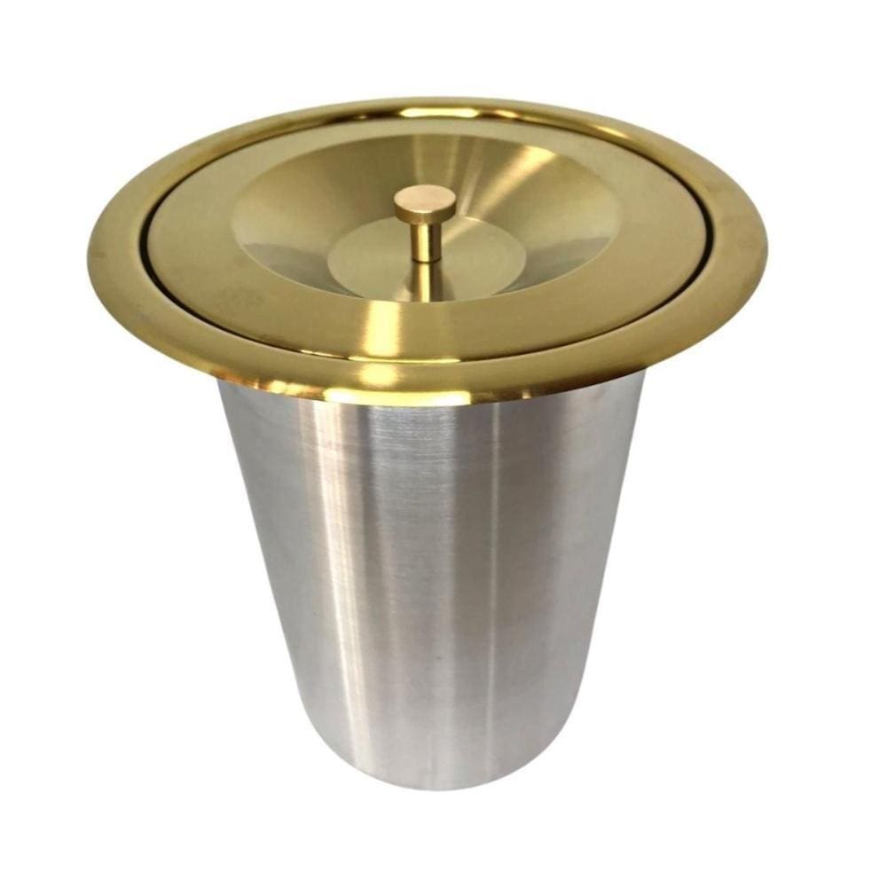 Lixeira Dourada Em Aco Inox Para Embutir 8L - By Fineza