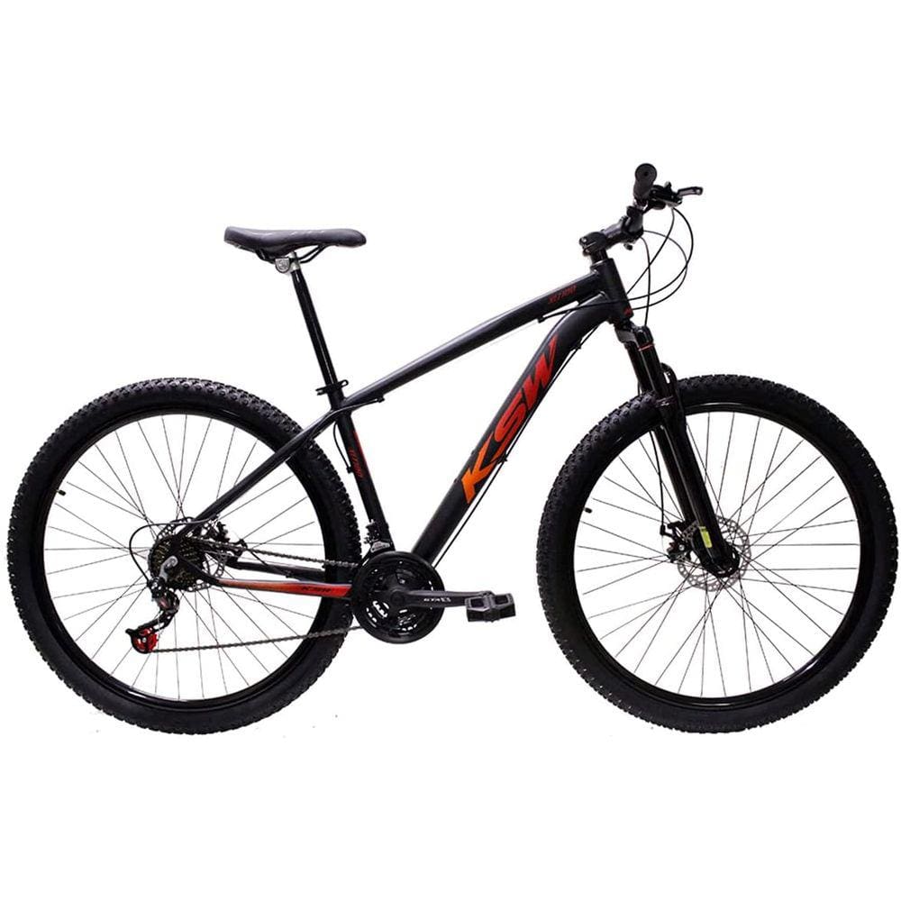 Bicicleta Aro 29 Ksw Xlt 24v Freio A Disco Suspensão Mountain Bike Alumínio - Preto\\Vermelho\\Laranja