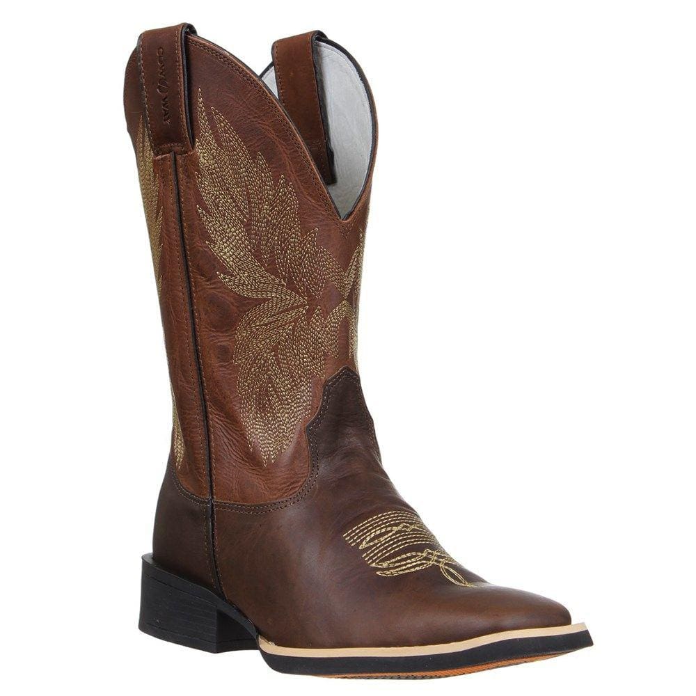 Bota de Couro Masculina Marrom Bico Quadrado Cow Way 33705