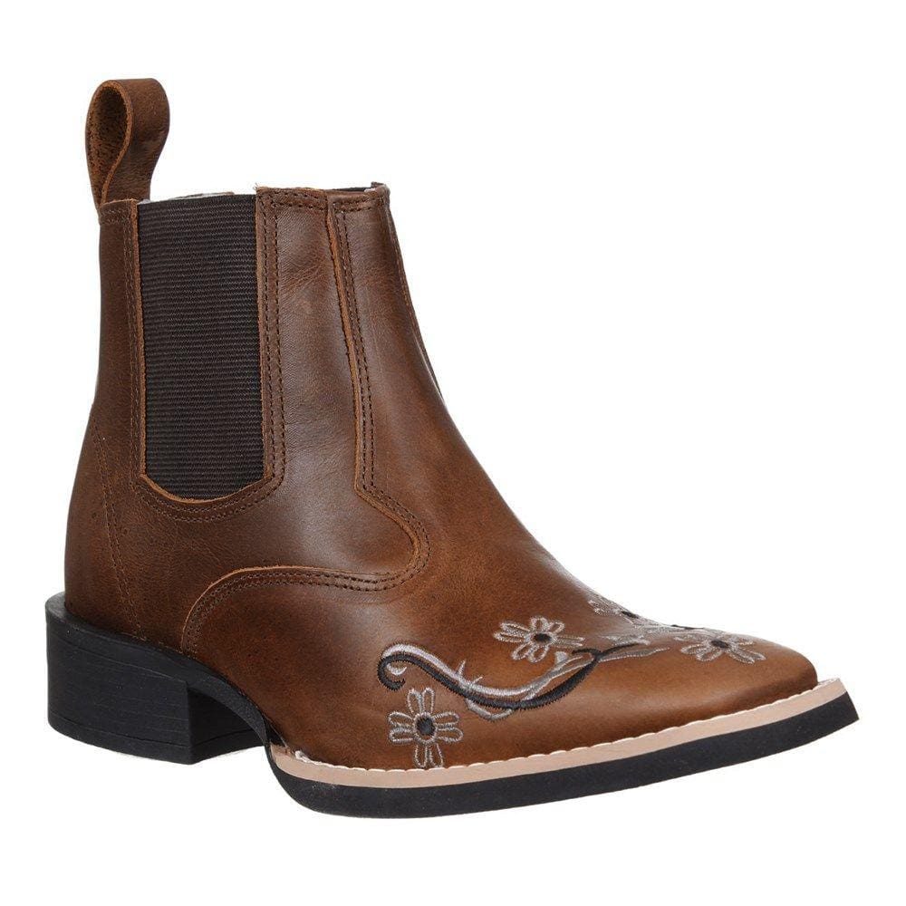 Botina Feminina Bico Quadrado Marrom Cow Way 33720
