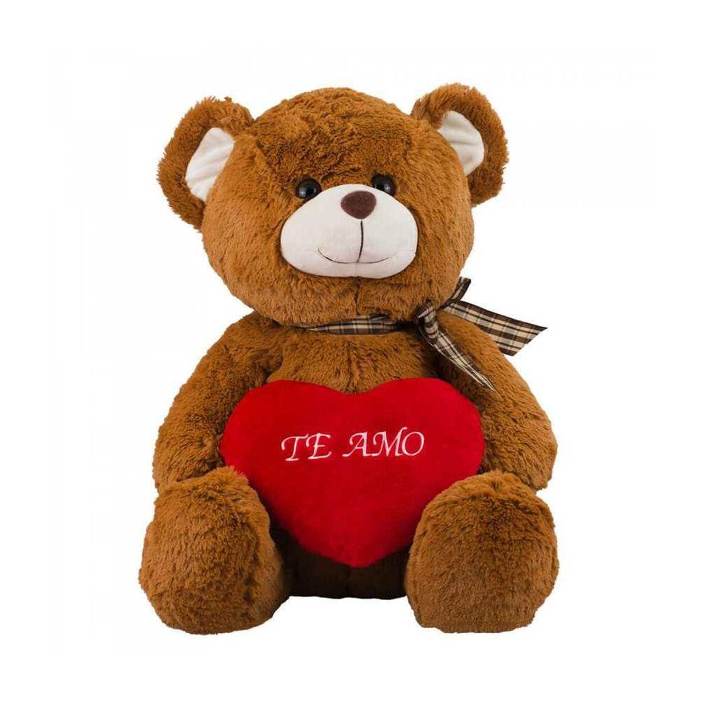 Urso De Pelúcia Marrom Coração \"Te Amo\" 50 Cm
