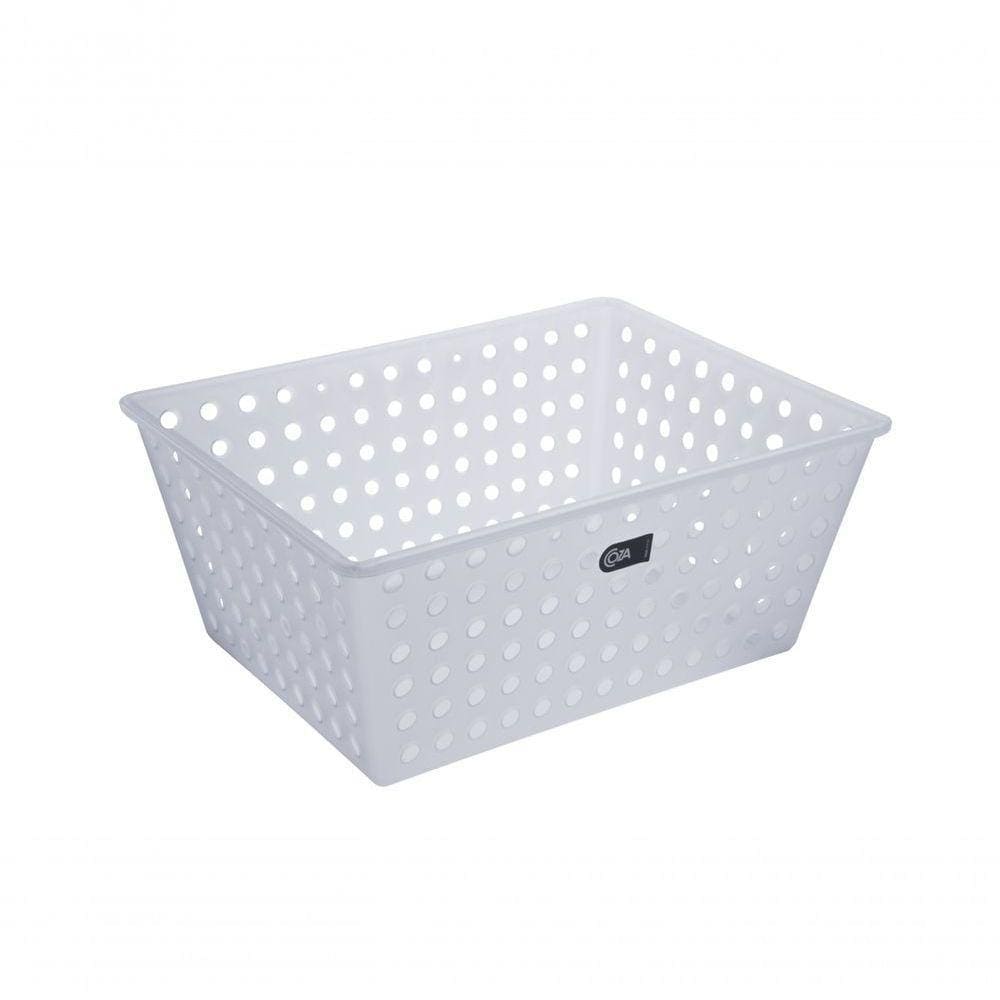 Cesta Organizadora Coza Plástica Empilhável 28,8 X 19,1 X 12,3 Cm, (4,4 LL) Linha One Natural Coza
