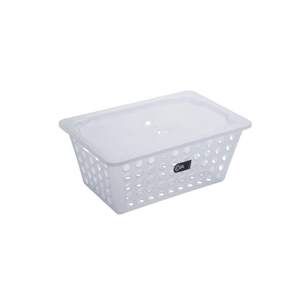 Cesta One Grande Com Tampa 29,7 X 19,6 X 12,6 Cm Natural Coza