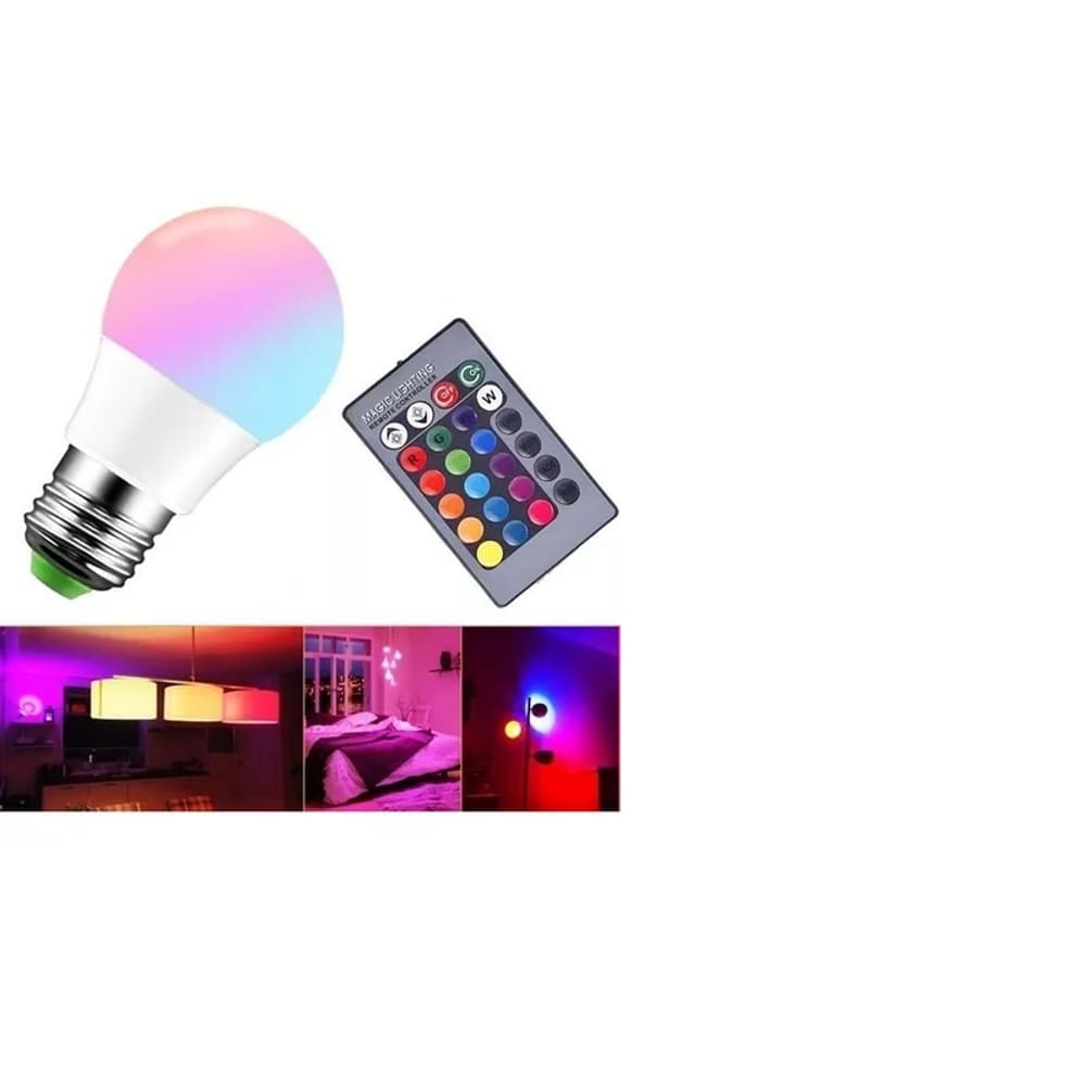 Lâmpada Led Rgb 16 Cores Bivolt E27 Com Controle Remoto