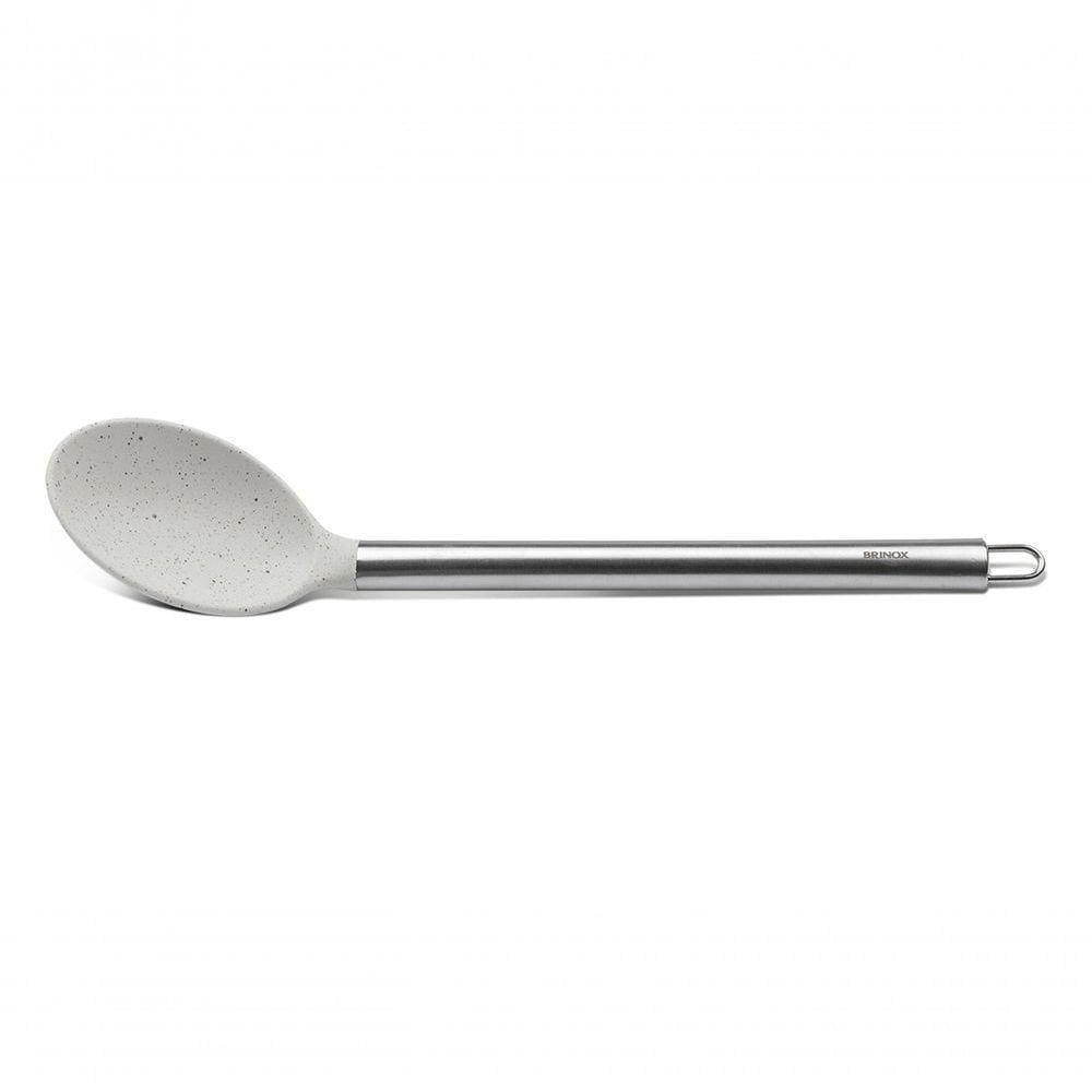 Colher Para Arroz Aço Inoxidável Base Silicone 33,5 Cm Para Panela Antiaderente Linha Duo Vanilla