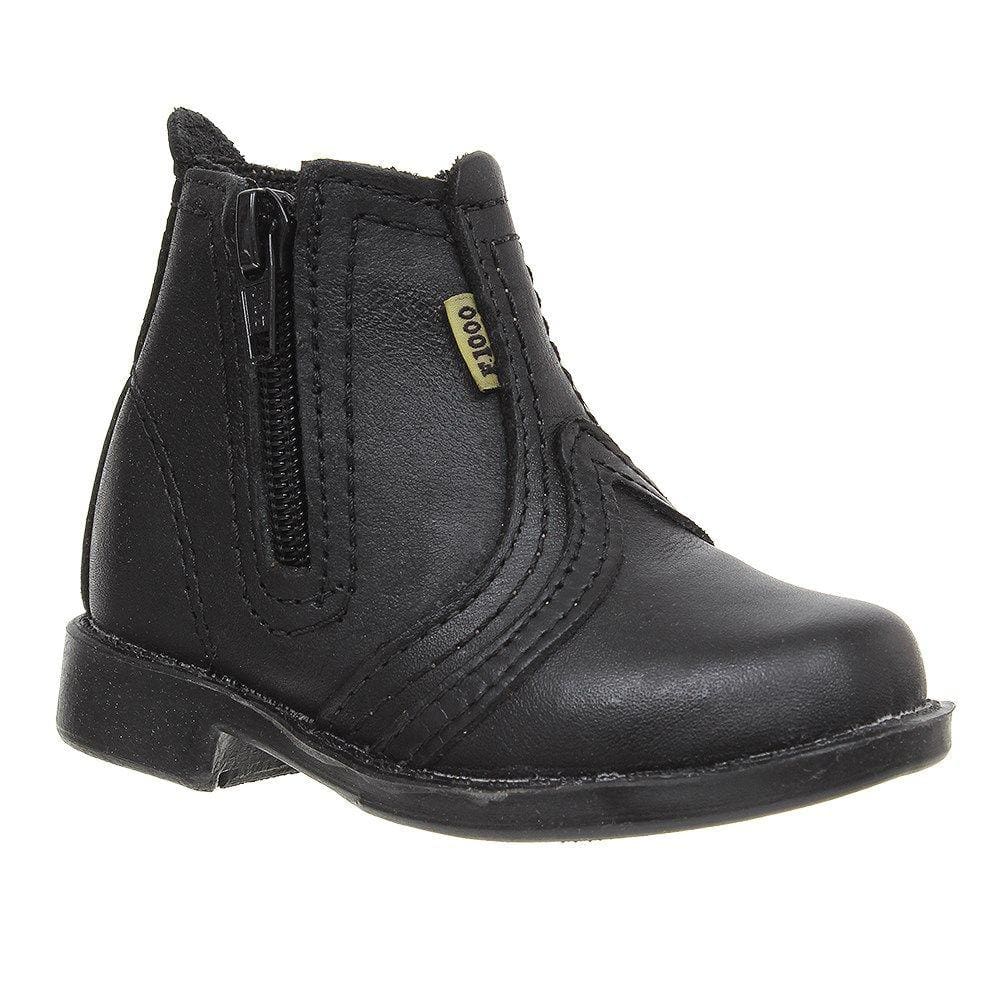 Botina de Couro Infantil Preta Bico Quadrado F1000 29057