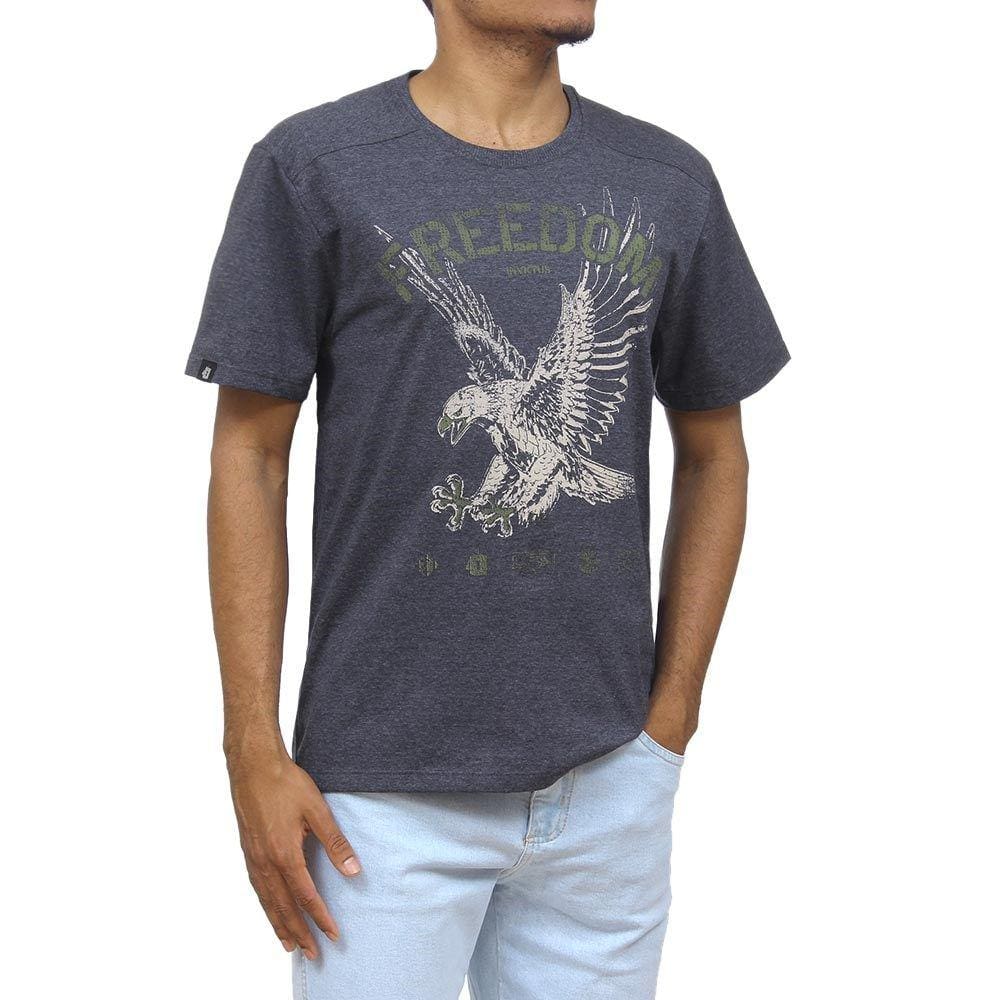 Camiseta Masculina Cinza Mescla Estampada Invictus 32338
