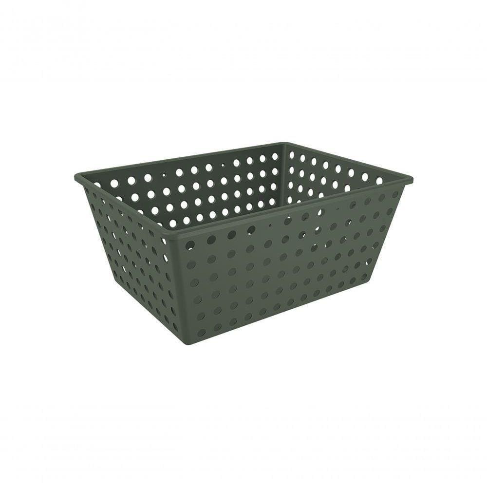 Cesta Organizadora 13,5 L Retangular Plástico Cor Verde Amazon Linha Flora Coza Verde Amazon
