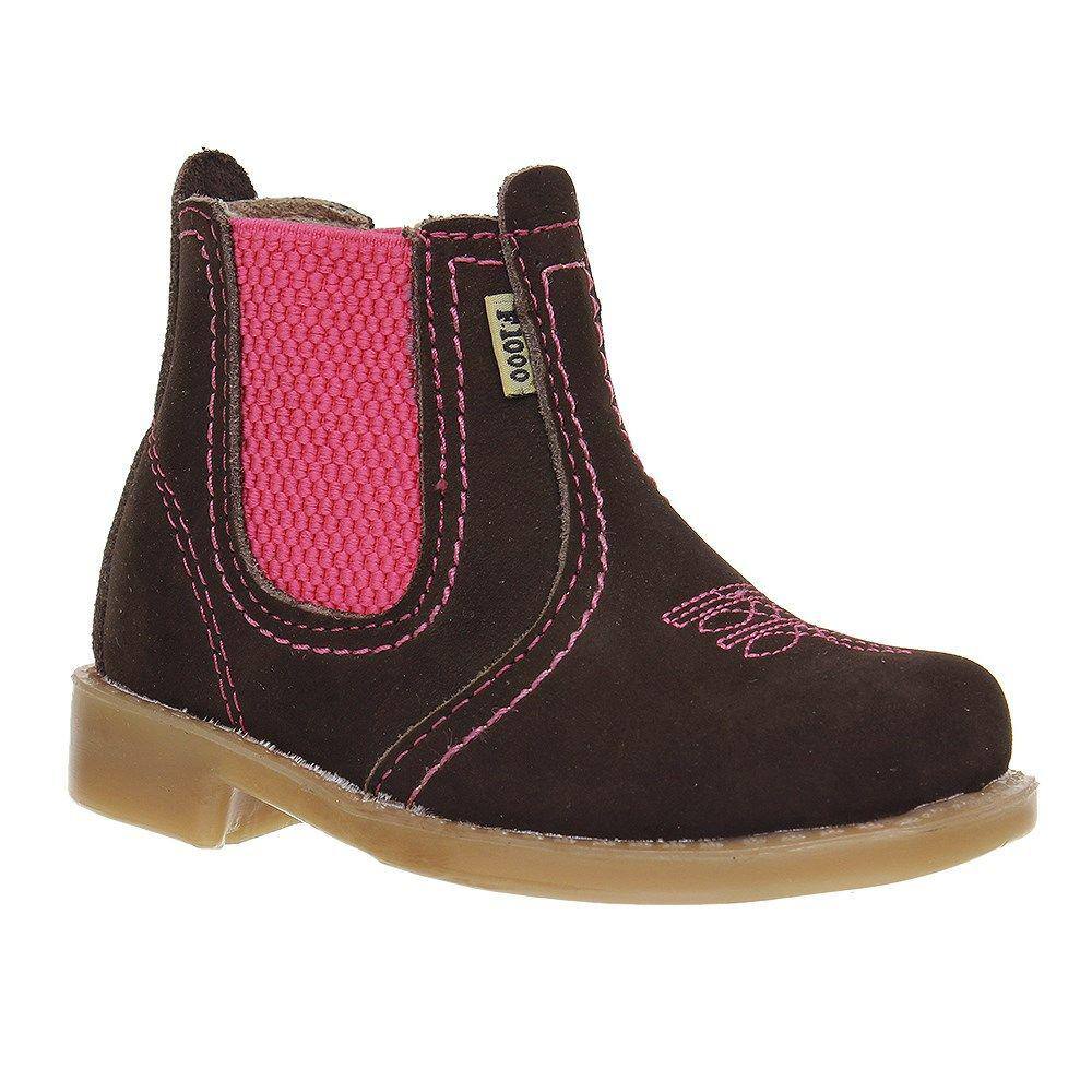 Botina de Couro Café Infantil Feminina Marrom F1000 29055