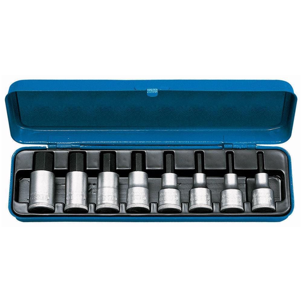 Jogo de Chaves Soquete Hexagonal 8 Peças 4 a 17 MM Encaixe 1/2\" - Gedore 016201