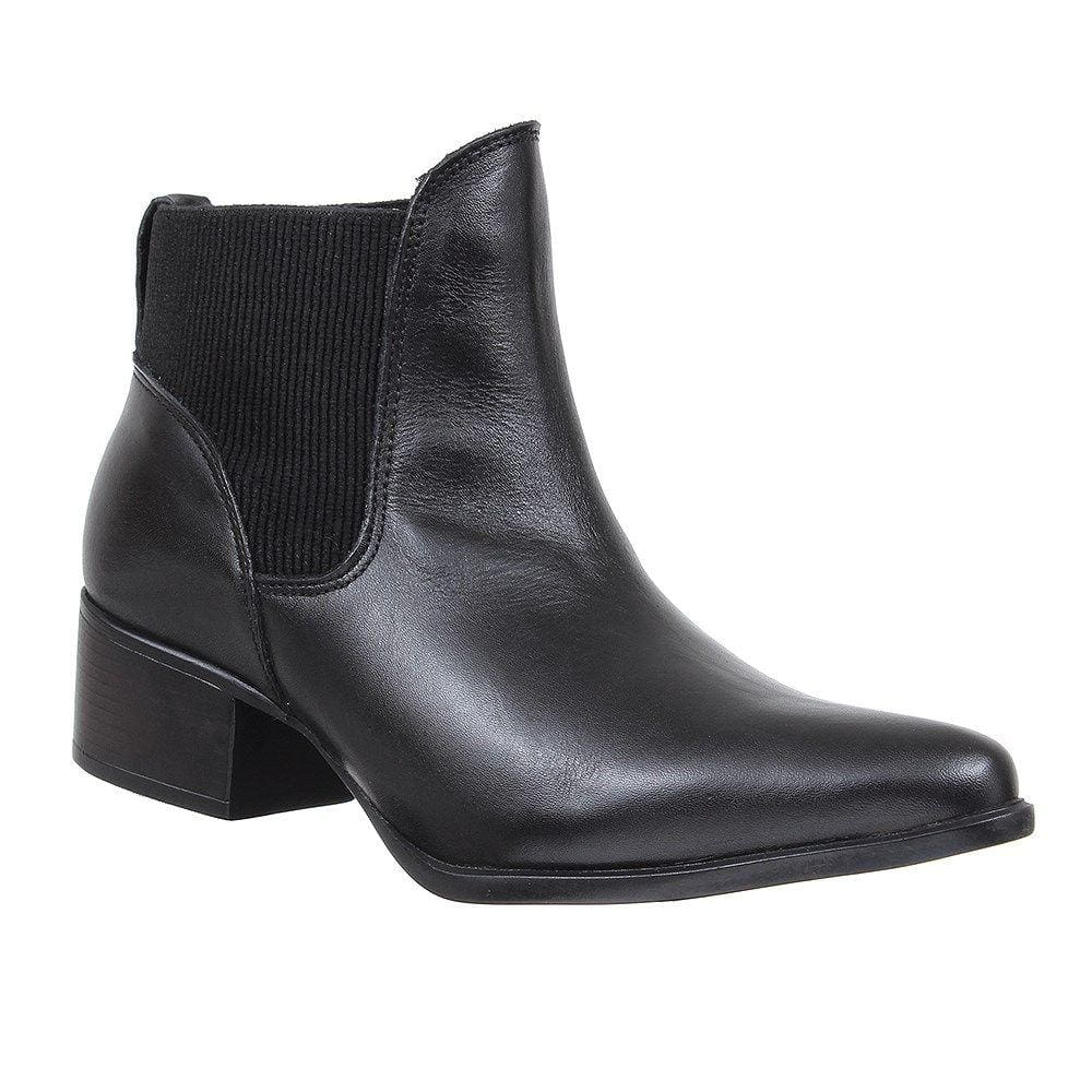 Botina Preta de Couro Feminina Cow Way 26744