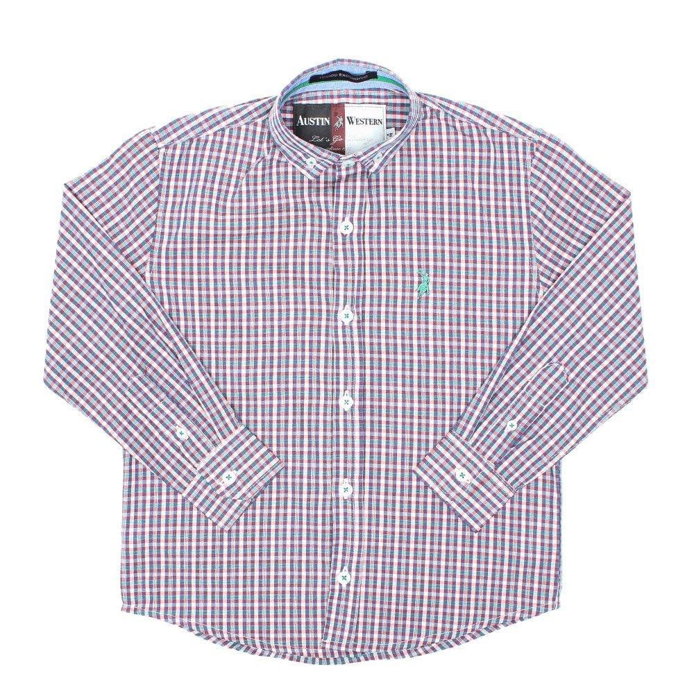 Camisa Infantil Xadrez Azul Manga Longa Austin Western 32698