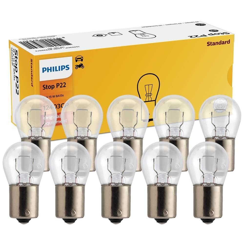 Kit 10 Lâmpada Philips Standart 15w 12v Ba15s P22 Acessório