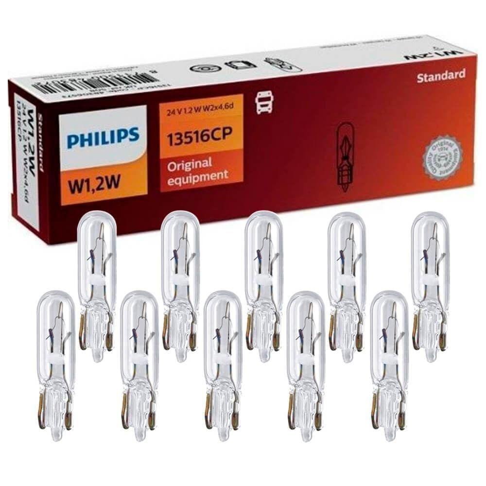 Kit 10 Lampada Philips W1.2w 24v W2x4.6d Sinalização
