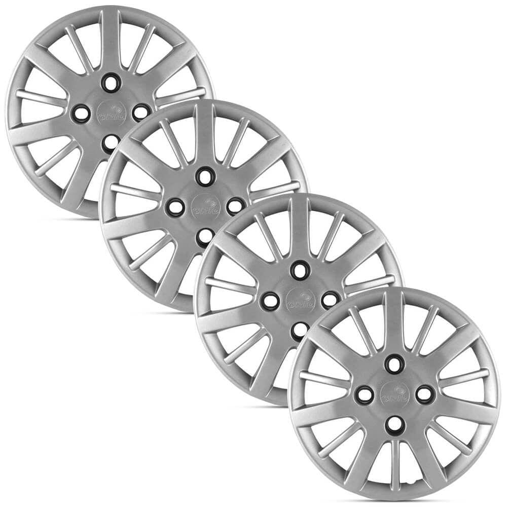 Jogo 4 Calota Modelo Original Fiat Siena Palio Prata Aro 13