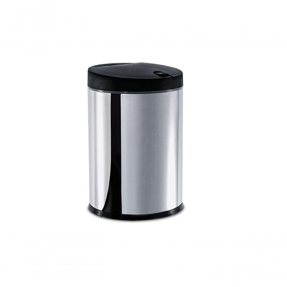 Lixeira Press Inox Com Tampa - Linha Pia ø 17 X 25 Cm Preto Brinox