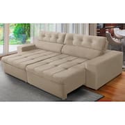 Sofá Retrátil e Reclinável 4 Lugares com Molas 2,70m Dani Suede Bege Adonai Estofados