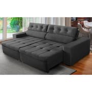 Sofá Retrátil e Reclinável 3 Lugares com Molas 2,10m Dani Suede Cinza Adonai Estofados