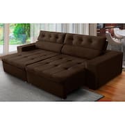 Sofá Retrátil e Reclinável 4 Lugares com Molas 2,70m Dani Suede Marrom Adonai Estofados