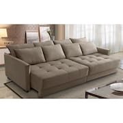 Sofá Sem Caixa Retrátil Reclinável 2,10m Carol Veludo Cappuccino Adonai Estofados