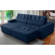 Sofá Retrátil e Reclinável 3 Lugares com Molas 2,30m Dani Suede Azul Adonai Estofados