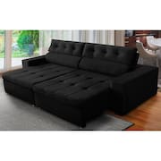 Sofá Retrátil e Reclinável 4 Lugares com Molas 2,70m Dani Suede Preto Adonai Estofados